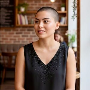 Vintage J.R. Nites ladies 90s black beaded V Neck Dress Top-size XL??